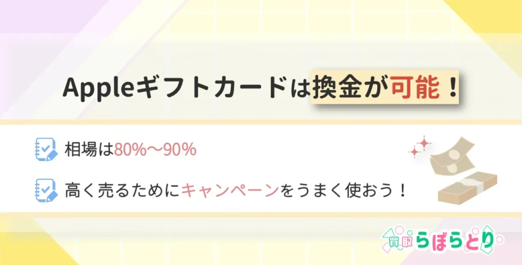 Appleギフトカードの換金方法|相場80〜90%と高く売るコツ